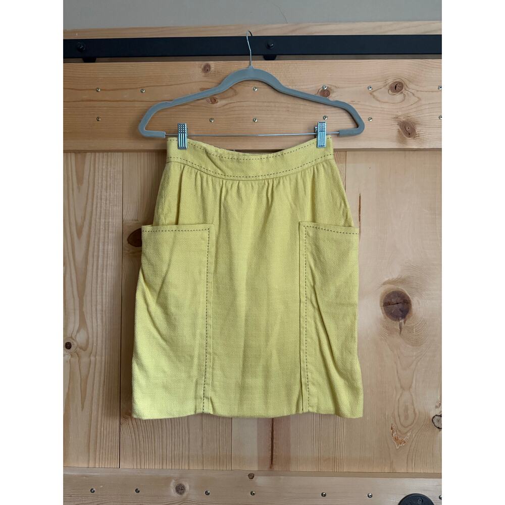 Cartonnier Anthropologie Well Pocket Pencil Skirt Yellow 100% Cotton Sz 4 Small